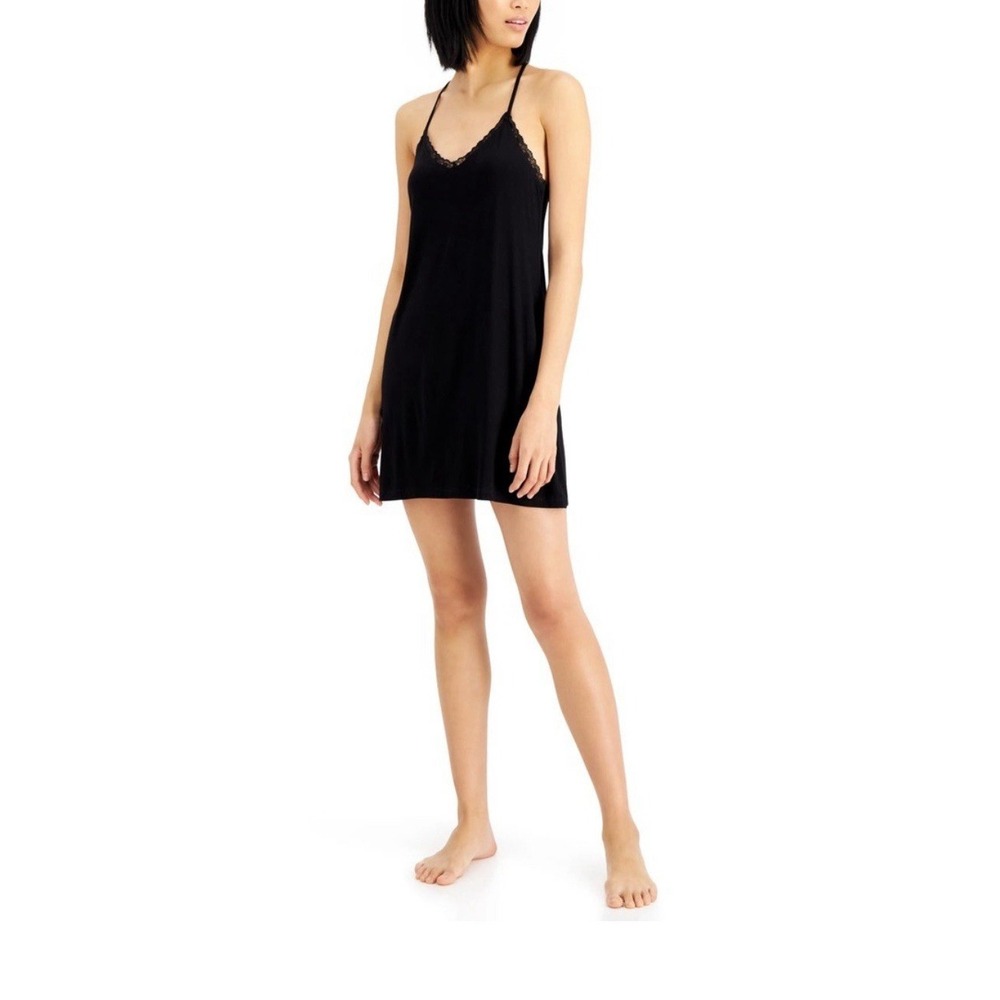 INC International Concepts Deep Black Lace Sexy Nightgown Women's 1X Lingerie